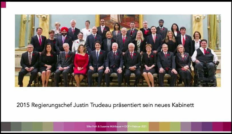 Foto Regierung Trudeaut Kanada 2015 mit diverser Besetzung