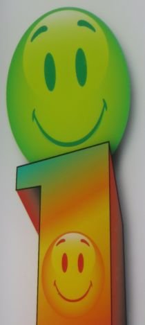 Foto von 2 Smileys, grün und orange